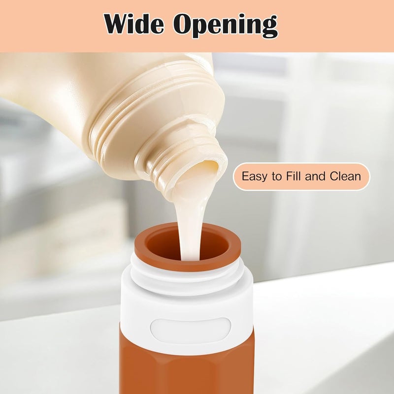 Redfly 17PCS Travel Bottles for Toiletries, TSA Approved Silicone Travel Size Containers, Leak Proof Toiletry Containers for Shampoo, Conditioner, Lotion & Creams Apricot - Image 3